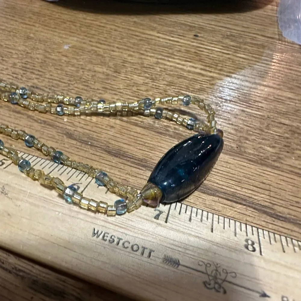 14” Glass Lampwork Bead Handcrafted Necklace